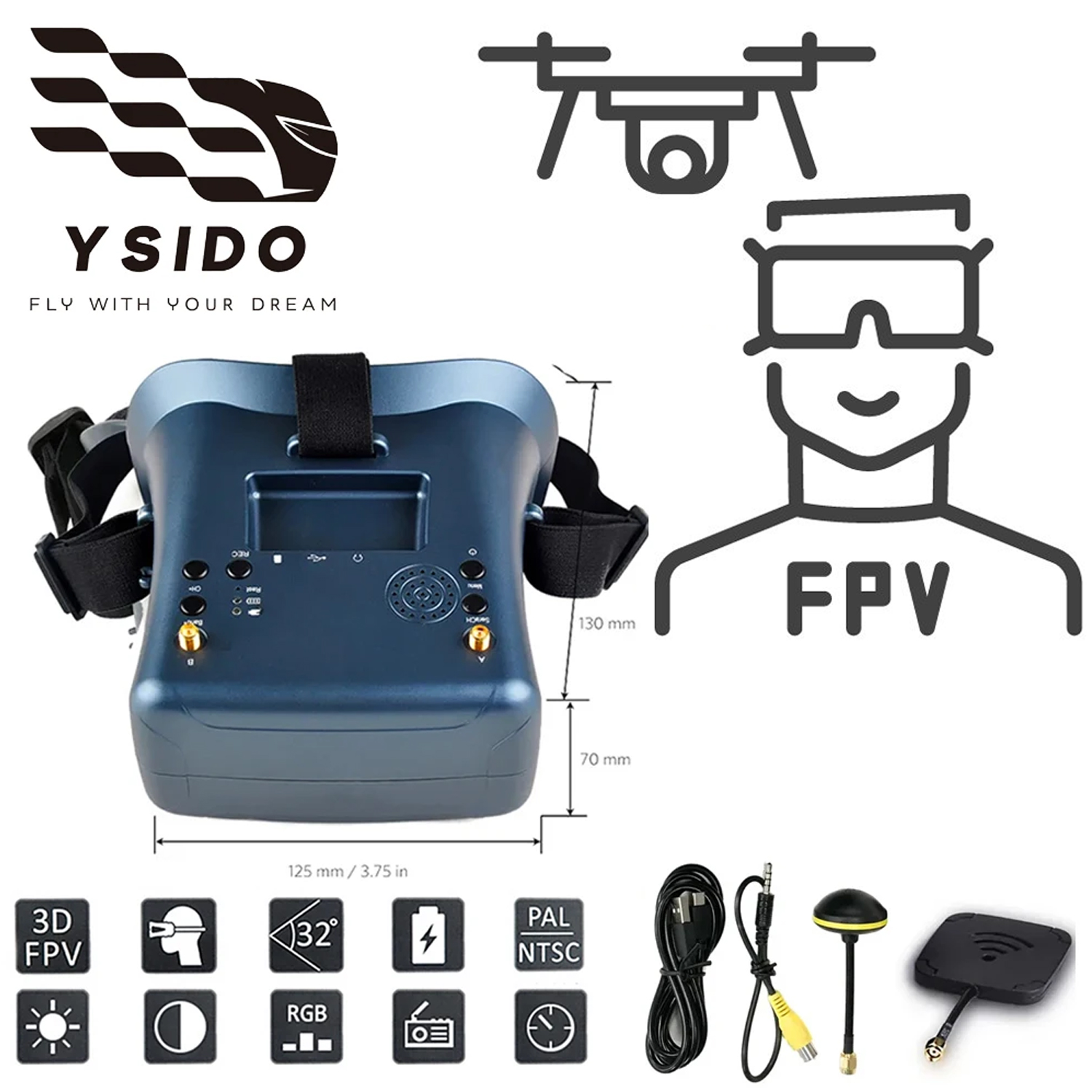 Skyzone Cobra X V2 Fpv Goggles - Occhiali FPV 008D 5.8G 40CH 4.3