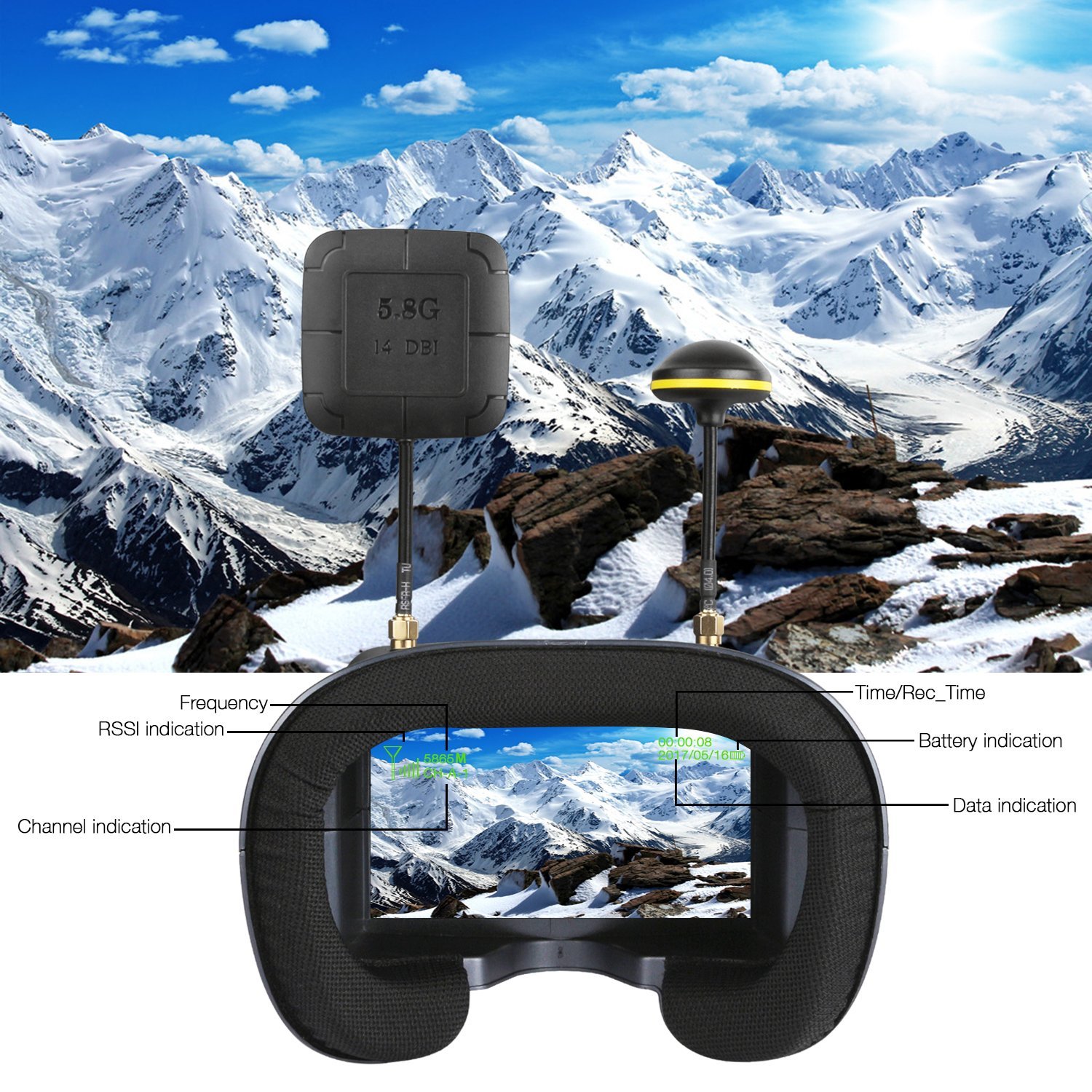 008D 5.8G 40CH 4.3 Pollici 800 - Skyzone Cobra X V2 Fpv Goggles recensione e prezzo
